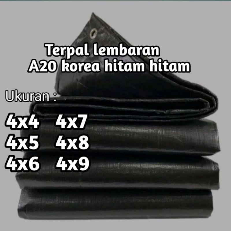 TOP TERPAL Terpal lembaran a20 hitam hitam ukuran 4x4 4x5 4x6 4x7 4x8 4x9