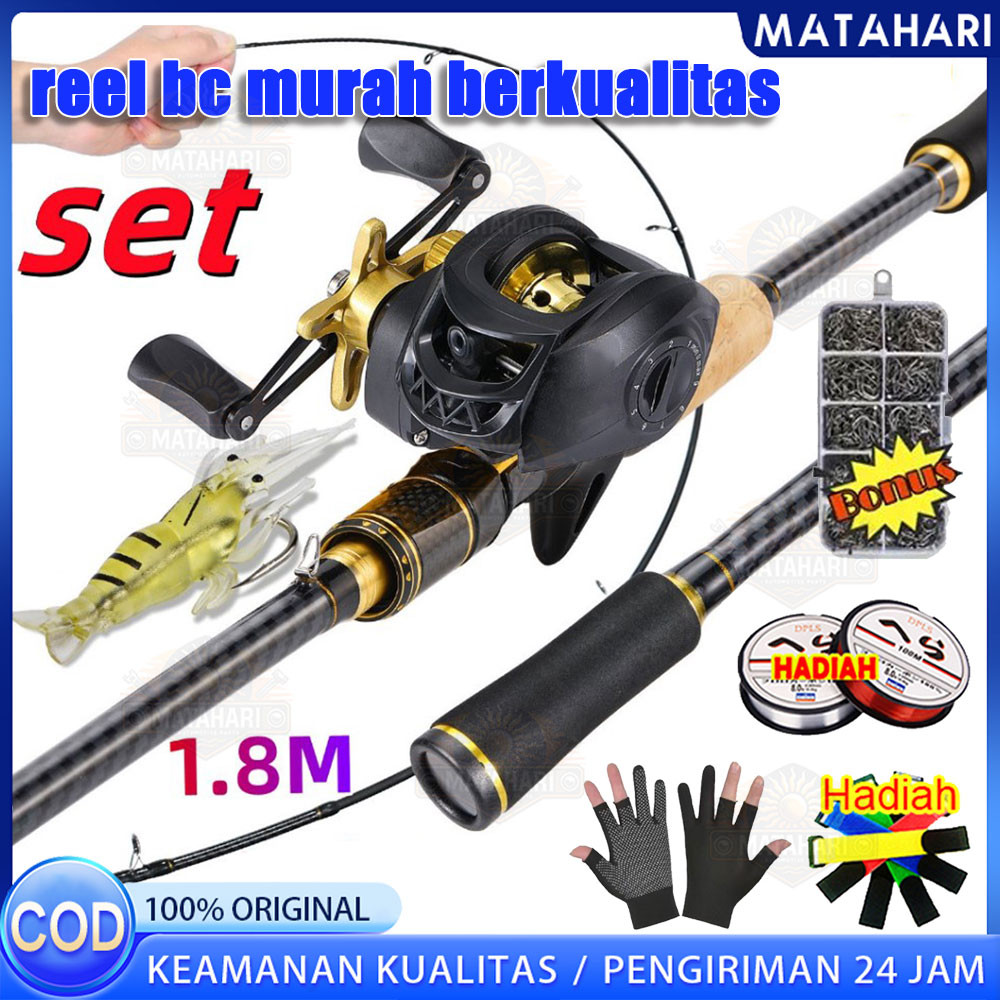 Joran Pancing Full Set 1.8M 10LB 7.2:1 Joran BC Set Reel BC Joran UL Carbon Pancingan Set Lengkap / 