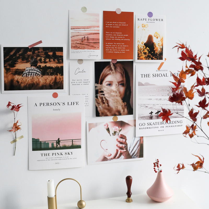 

Ins Simple Style Nordic Modern Postcard Suit Creative Decoratiove Card Wall Wall Sticker Poster Diy Photo Props Include Stickers