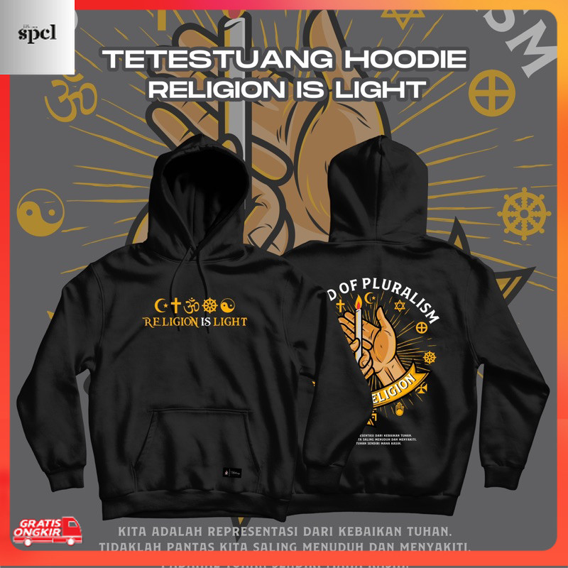 Kaos Kekinian / Tetestuang Hoodie Pluralisme Nyala Perdamaian | Hoodie Cotton Flece tebal | Hoodie P