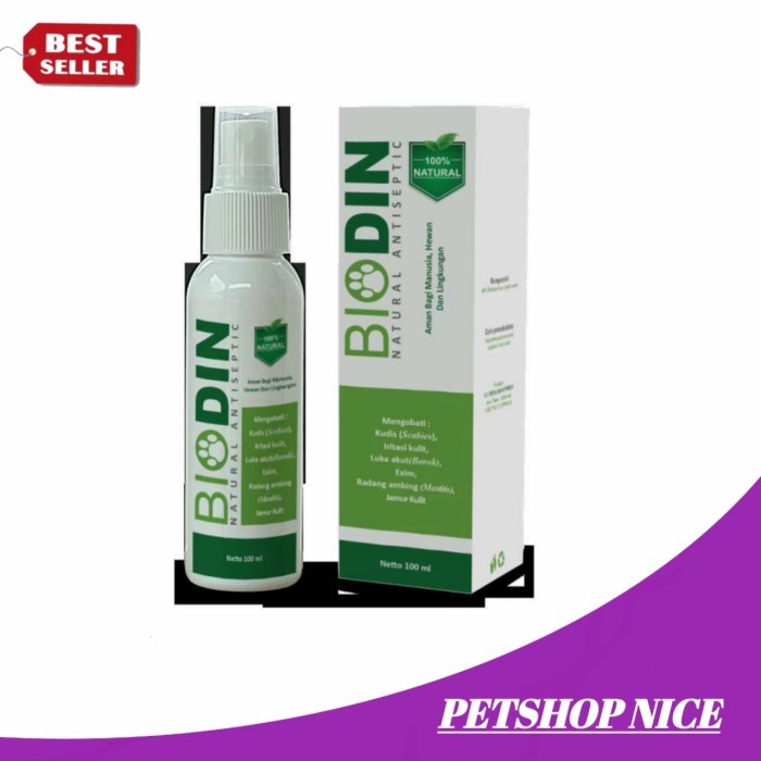 spray obat kulit scabies biodin 100 ml kerak kulit kucing jamur hewan