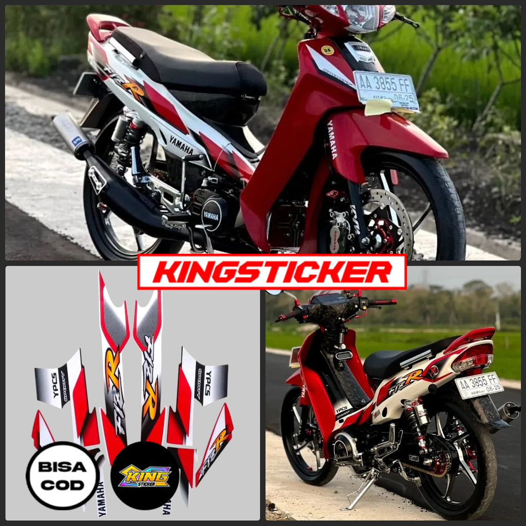 stiker striping yamaha fizr sporty 2001 2002 putih merah
