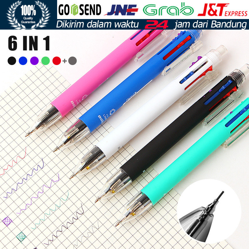 

Pulpen Multifungsi 6 Warna / Pensil Mekanik / Alat Tulis Transparan untuk Sekolah, Kantor & Catatan Harian
