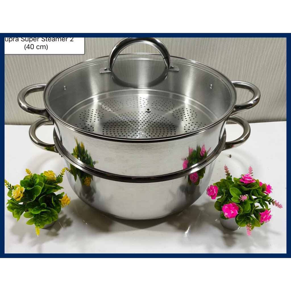 Panci Kukus/Steamer Supra 2 susun 40cm Tutup Kaca