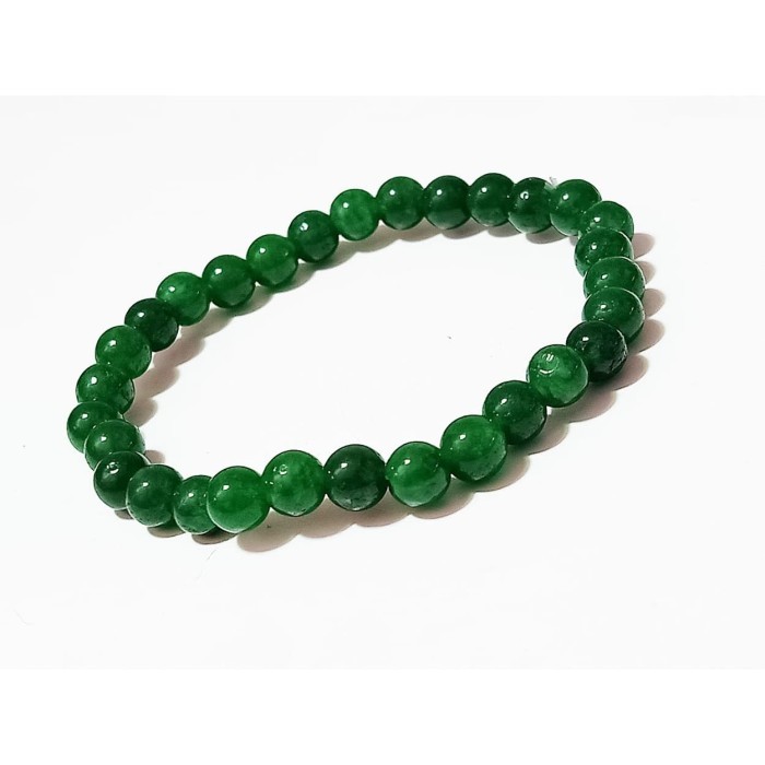VeE Gelang Batu Giok Hijau Bola Dim 6mm - Gelang Pria Wanita Terapi