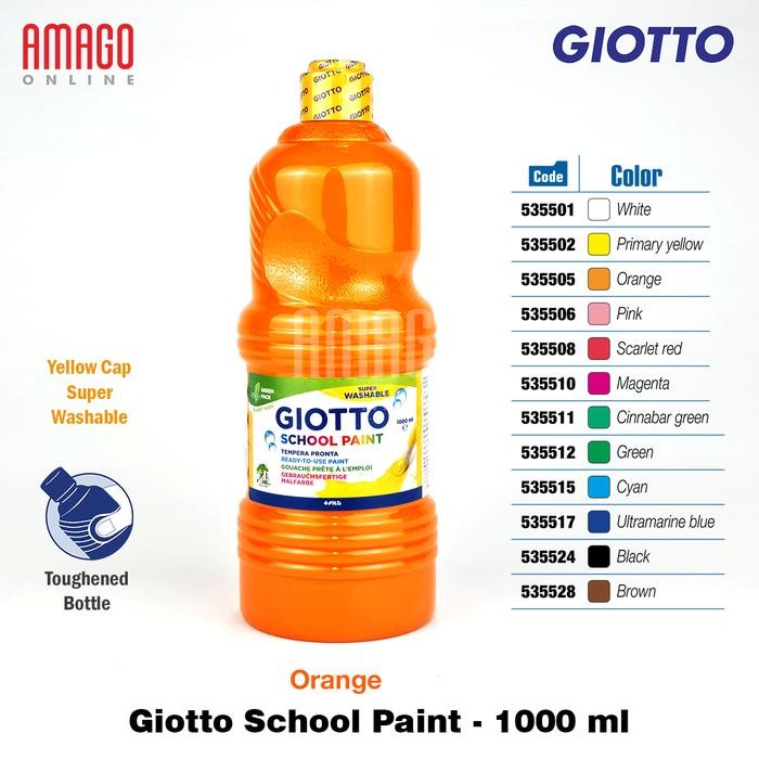 

best -GIOTTO School Paint 1000 ml Cat Air Cat Poster Lukis Sekolah 1 liter pilih warna - Black