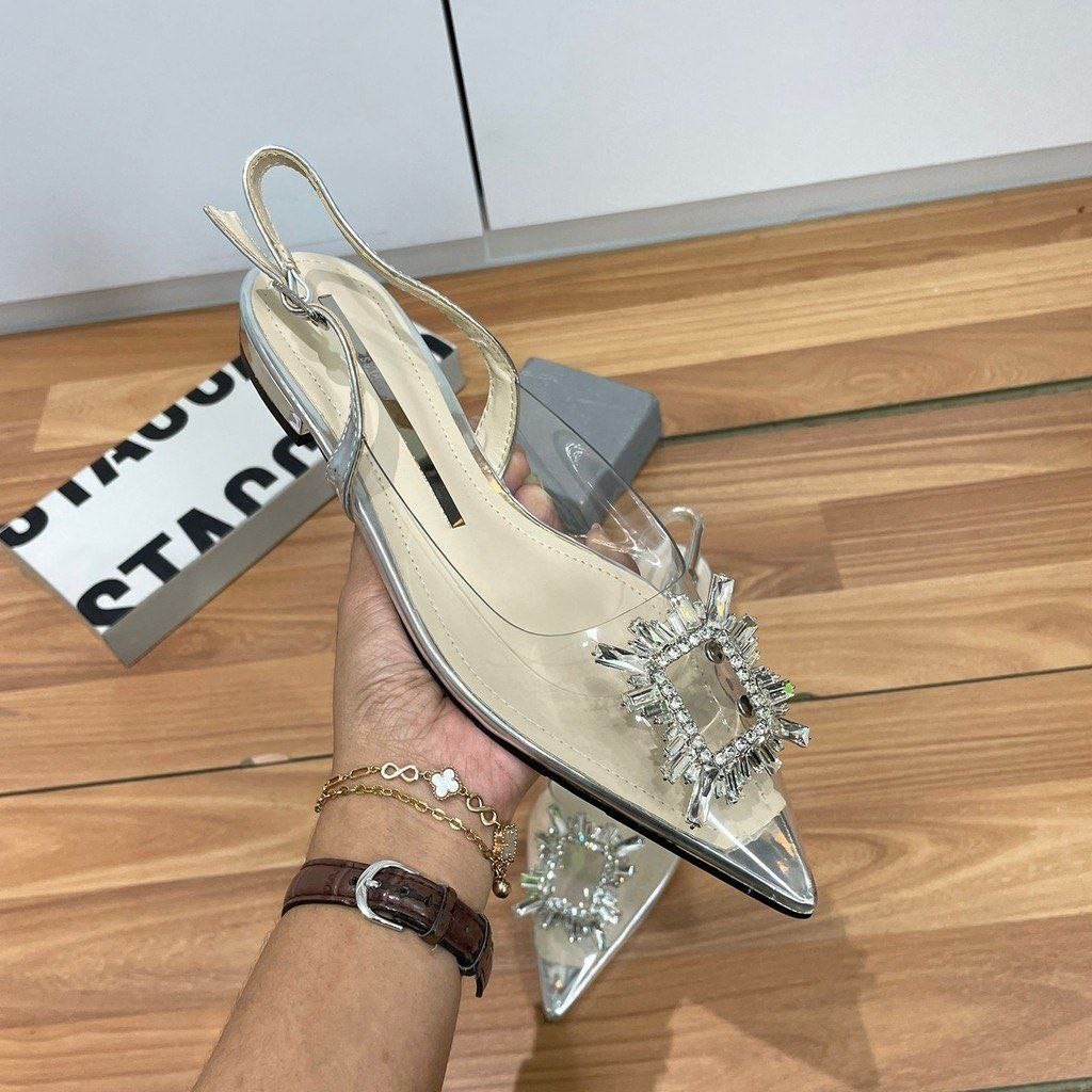 Sepatu Flat Shoes Staccato Crystal Slingback 543-1 - 8cm - Nikitaforshoes