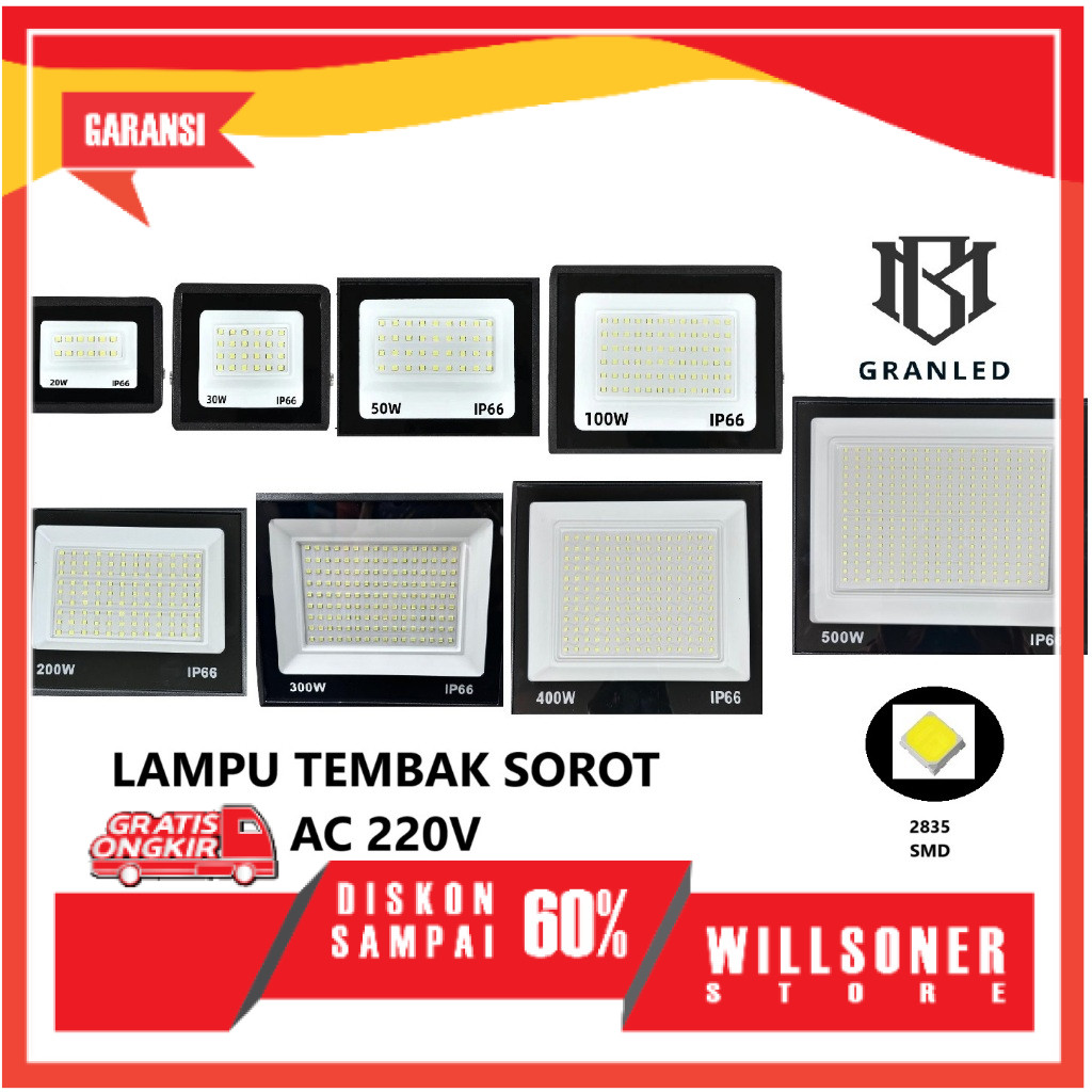 LAMPU  LED SOROT TEMBAK 220V  /LAMPU TEMBAK LED WATT / SLIM LED FLOODLIGHT AC 220V