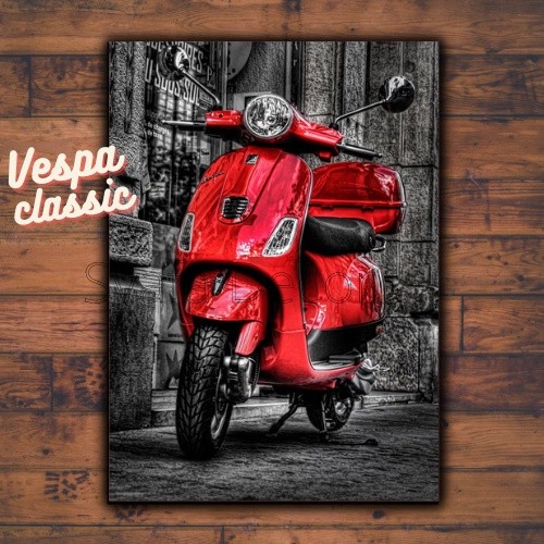 Poster Motor Vespa - Hiasan Dinding Motor Klasik - Poster Retro - Poster Vespa Sprint - Pajangan Din