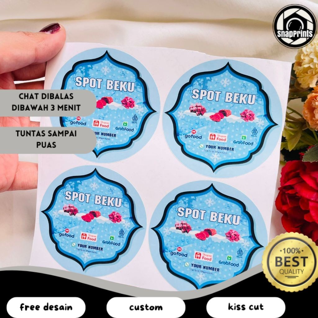 

SP 5-8 Sticker Vinyl Frozen Food Bulat Label Kemasan Makanan Simpan Beku Basah Uk.Sedang