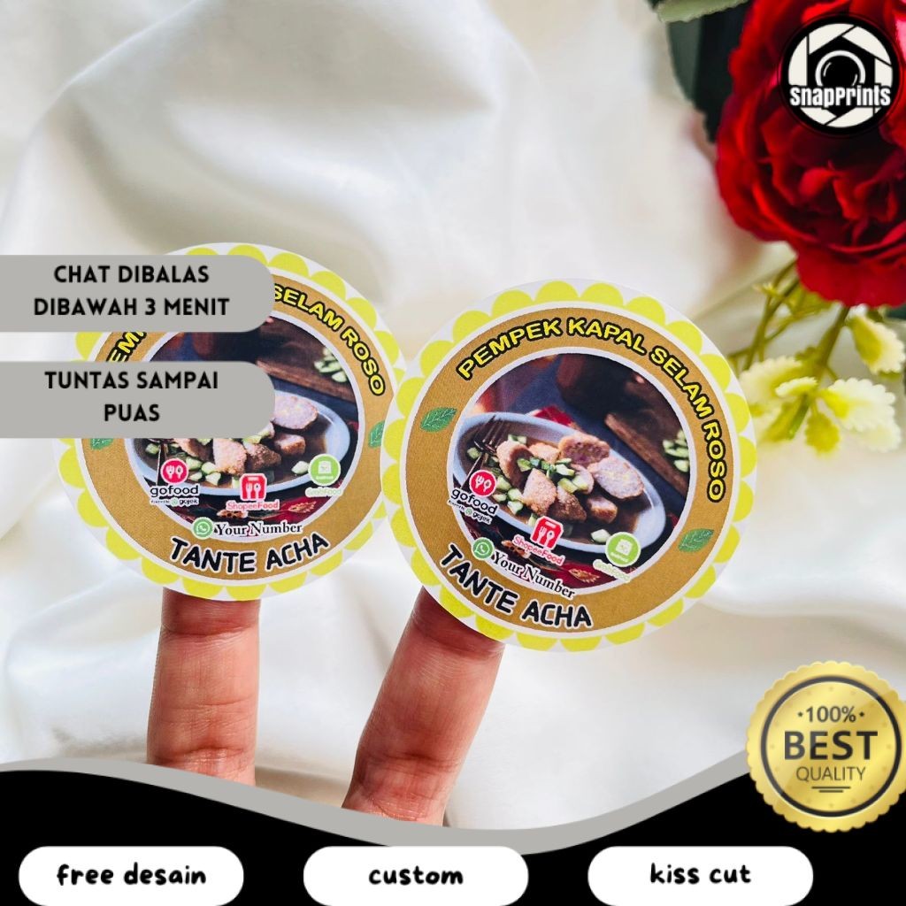 

SP Sticker Chromo Bulat Edisi Pempek Tekwan Makanan Khas Palembang Free Desain Murah Uk.Kecil