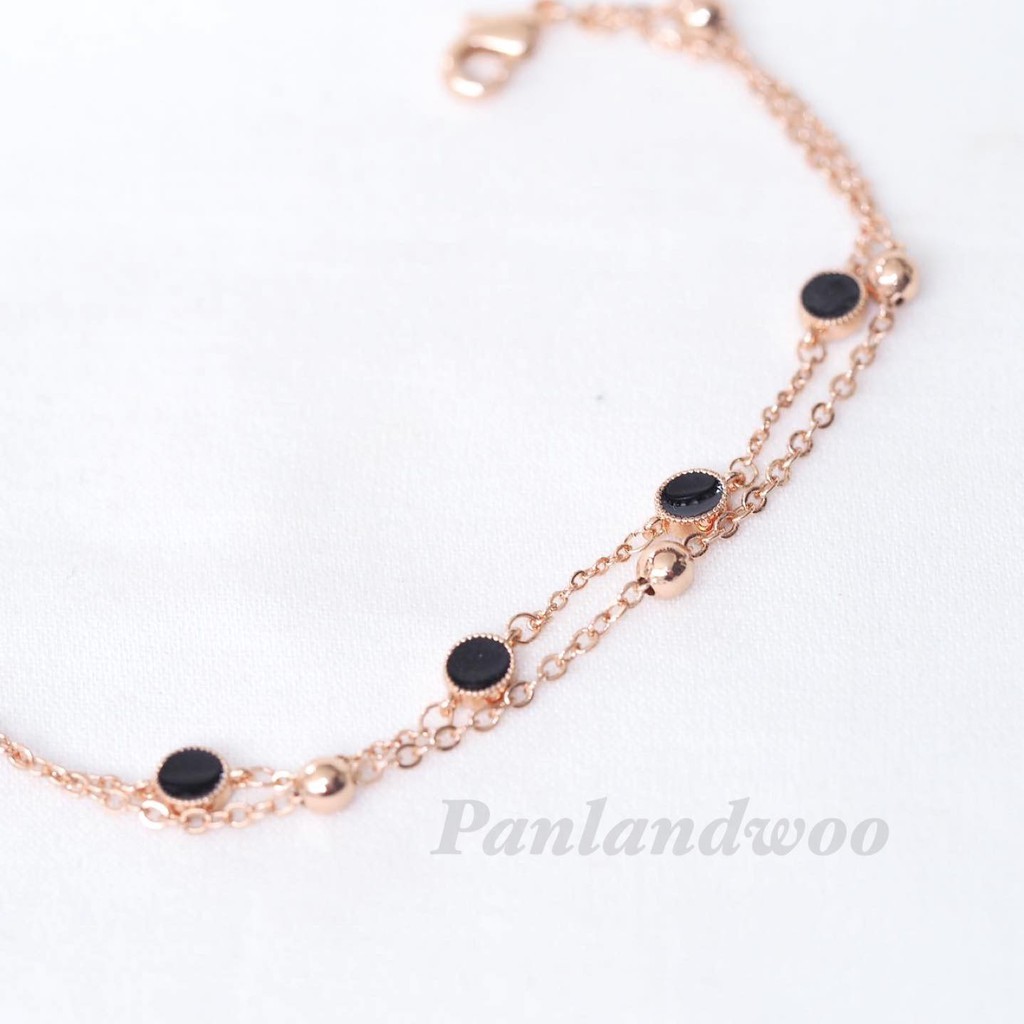 Panlandwoo - Gelang Tangan Rhodium Wanita Black Magic Adjustable