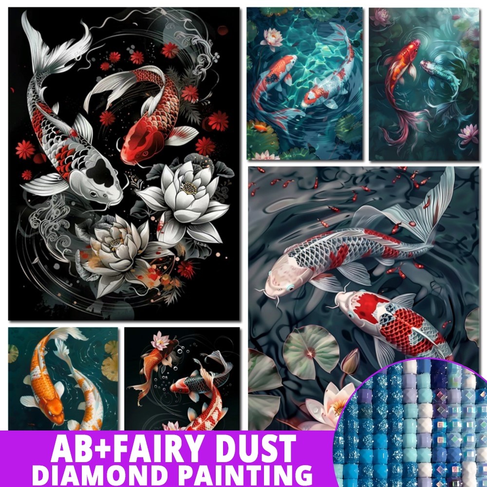 

Fairy Dust AB 5D DIY Diamond Painting Fish lotus Full Square Round Rhinestone Kit Embroidery Animal Mosaic Needlework Handmade