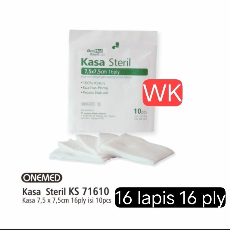 Kasa steril 71610 onemed 7.5x7.5 cm 16 ply lapis isi 10 PCS BIASA