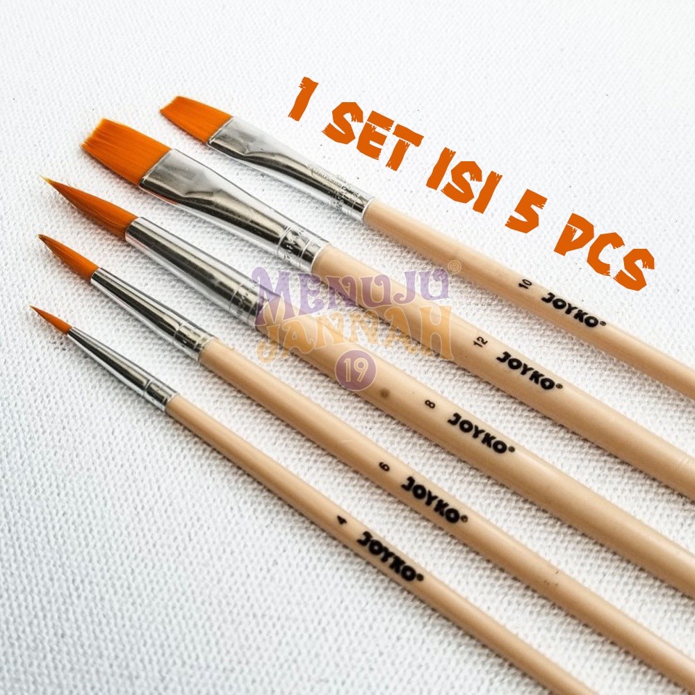 

CALIOGRI.SHOP Set Isi 5 Pcs Kuas Lukis & Mewarnai Cat Air, Minyak, Acrylic (Akrilik) Joyko Brush Paint BR-8
