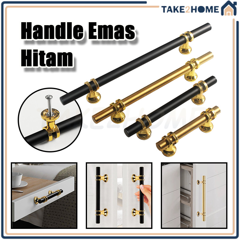Handle Emas Hitam/Tarikan Laci Minimalis Modern/Tarikan Laci Pegangan Pintu Lemari
