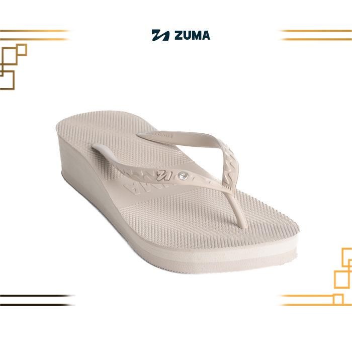 Zuma Women Tiffany 11 Sand, Sandal Jepit Wanita Wedges Karet Polos, Krem - 38
