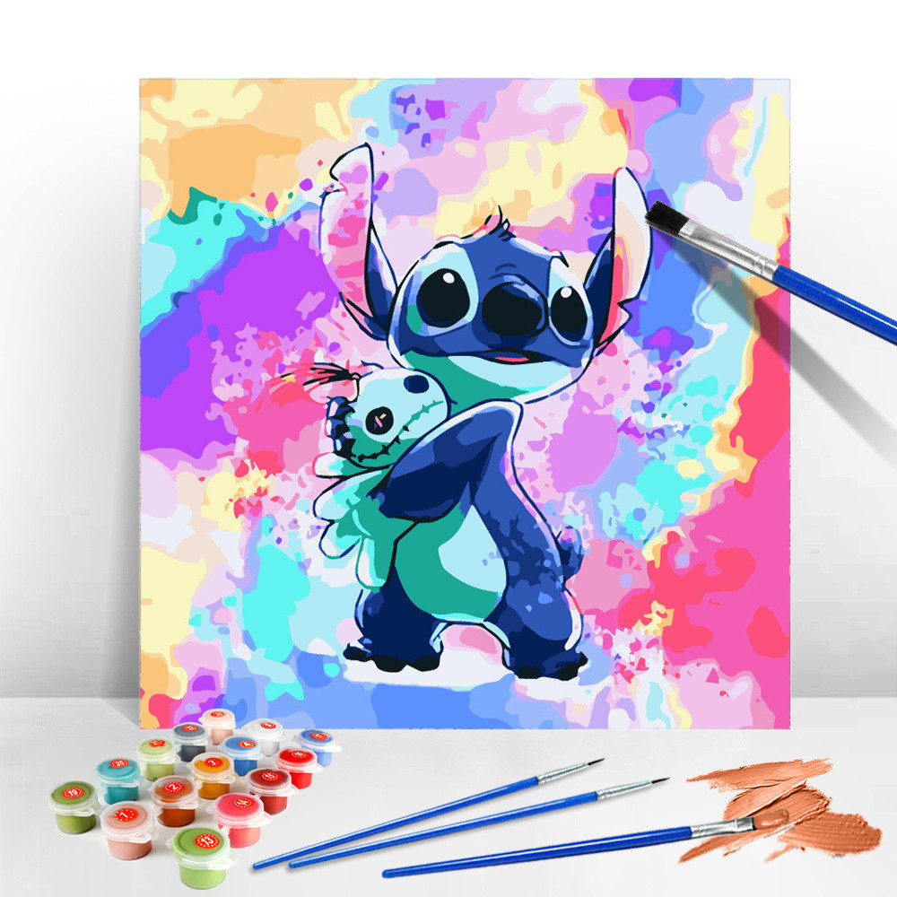 

Disney Oil Painting By Number Lilo And Stitch Colorful Handpainted Art Craft Drawing On Canvas Cartoon Fantasy Wall Decor