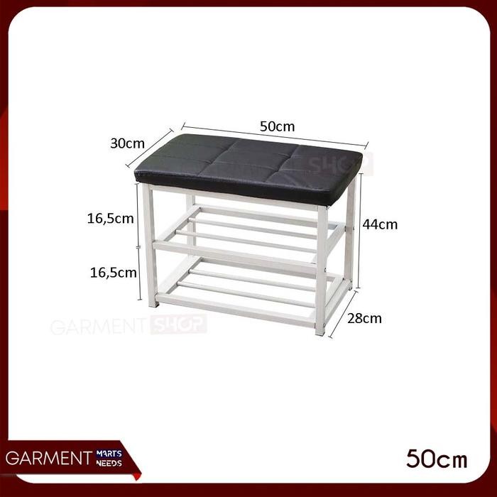 Lemari Sepatu 2 Susun Rak Sandal Dudukan Sofa Busa Shoe Rack Kamar Tidur Kursi Tunggu Besi - 50 cm