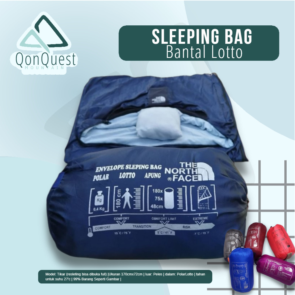 [COD] Sleeping bag + bantal - polar - LOTTO - kantong tidur - sleping bag - sleeping bag anak - seli