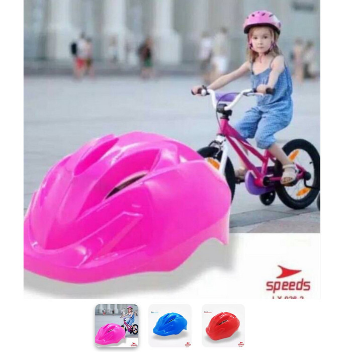 MB99 HELM / PELINDUNG KEPALA ANAK WARNA SPEEDS LX026-2 ORIGINAL BAHAN KERAS - pink+deker