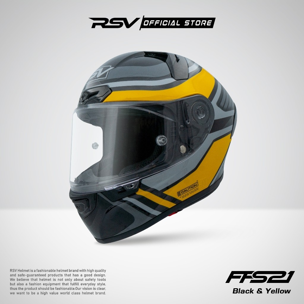 FFS21 Motif BLACK & YELLOW GLOSSY ( HELM FULLFACE RSV HELMET - SNI DOT ECE - RACING MODERN )