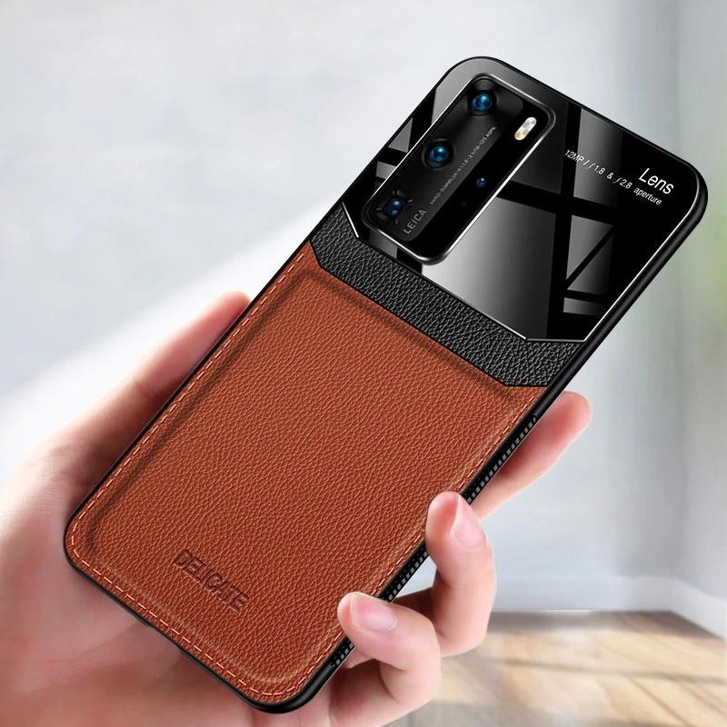For Huawei P50 P40 Pro P40 P50 Pro Plus Lite 4g 5g P 40 case leather plexiglass mirror Camera Protec
