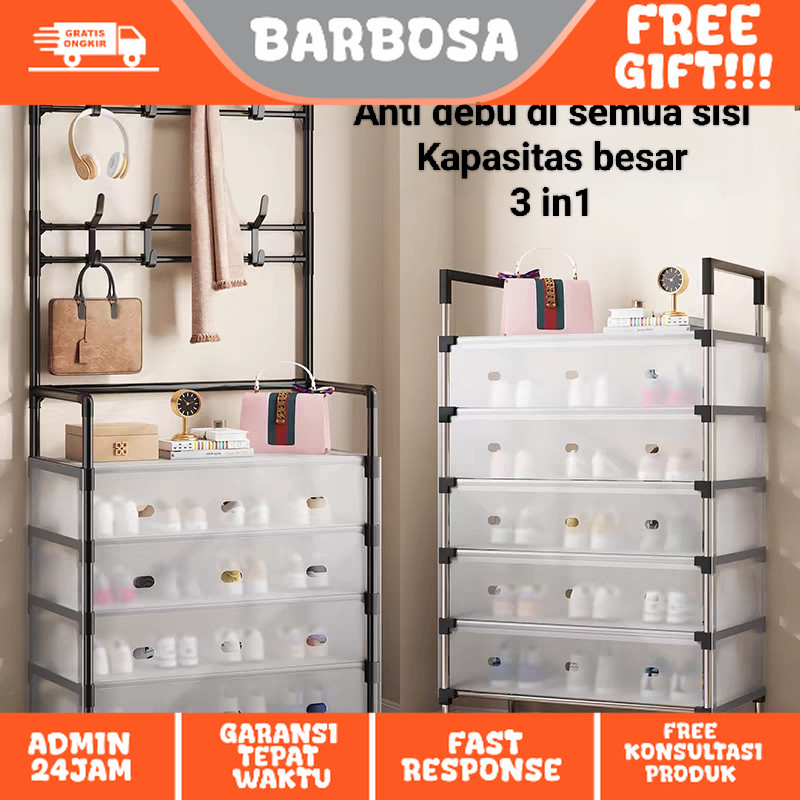 Configear Rak Sepatu Tertutup Anti Debu Serbaguna, Gantungan Tas Pakaian/Rak Penyimpanan Dengan Penu