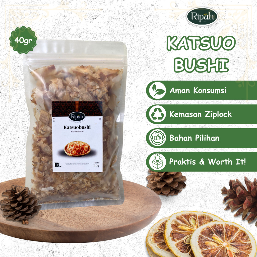 

Katsuobushi | Bonito Flakes | Cakalang Serut Halal 20 Gram | Ripah Rempah Premium