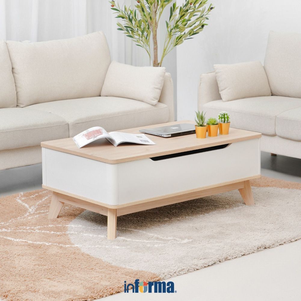 Informa Percy Meja Tamu Rectangular - Putih Coffee Table Meja Tamu Serbaguna Furniture Rumah Aesthet
