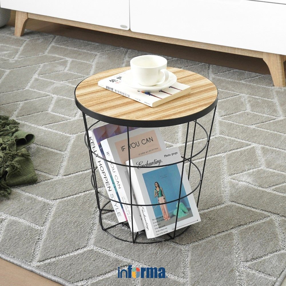 Nadirassstore - Informa Toby Meja Tamu Dengan Penyimpanan - Hitam Coffee Table Meja Ruang Tamu