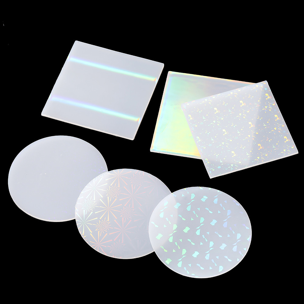 

Holographic Laser Silicone Film Geometric Shape Light and Shadow Transfer Patch for DIY Coaster Tray Epoxy Resin Mold Decoration