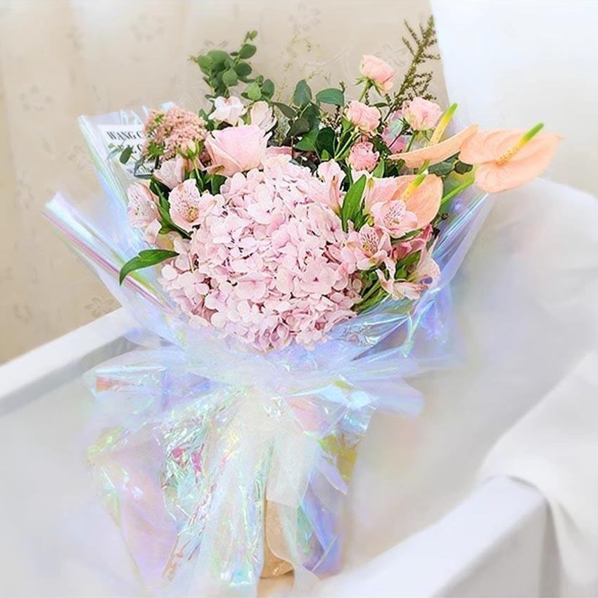 

20 LEMBAR FLOWER WRAPPING PAPER HOLOGRAM TRASPARAN COLLOPHANE FLORIST KB019