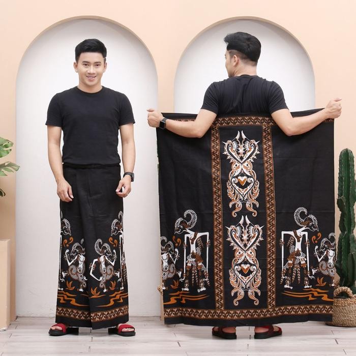 "SKY.LD" -  TERBARU Sarung Batik Aldafa Pekalongan Katun Premium Warna Hitam Navy Dewasa Motif Wayan