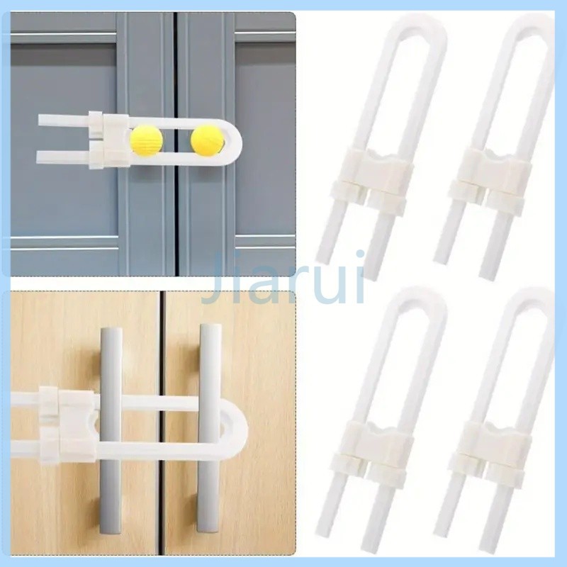 Jiarui Kunci pengaman anak bentuk U/Kunci pengaman anak plastik/Kunci lemari bentuk U/Gembok plastik