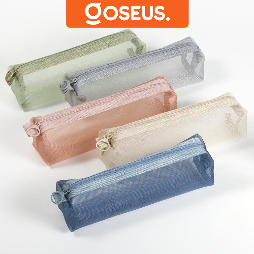 

Tempat Pensil Simple Pouch Kosmetik Jaring Polos Tempat Penyimpanan Alat Tulis Transparan ATK3010