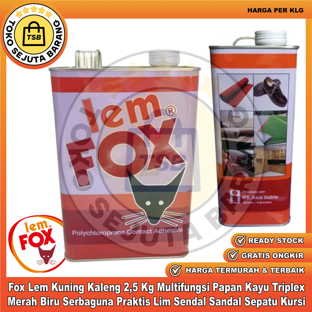 

Fox Merah Biru Kuning 2,5 Aibon Kilogram Cairan Adhesive Galon Industri Kayu Furnitur MDF Triplek Kertas Karpet Jok Mobil Kulit Karet Interior Eksterior Perekat Papan Serbaguna Perabot Tukang Bangunan Vinyl Sepatu Kaleng ANN Lemfox Lempox Upvc
