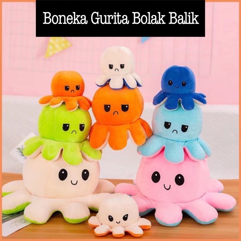 Boneka Gurita Bolak Balik Octopus Lembut Bahan Yelvo Sangat Lembut Berlabel SNI