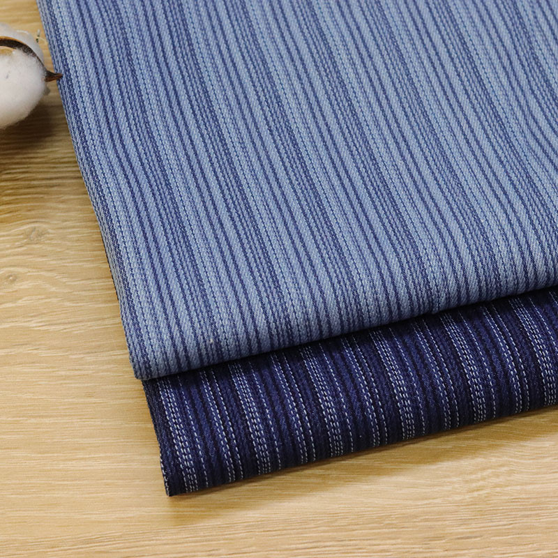 High Quality Jacquard Thick Denim Fabric By The Meter for Coats Clothes Pants Sewing Striped Pattern