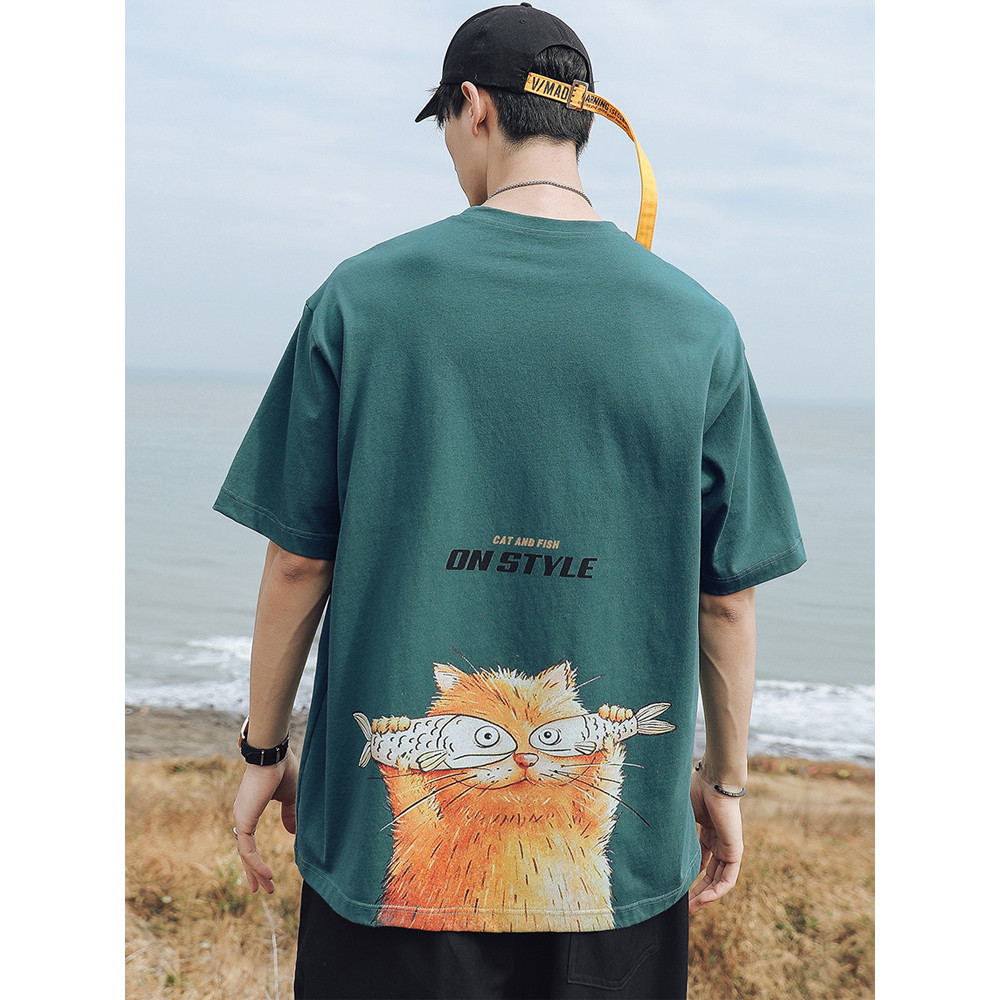 【COD】Kucing gemuk oranye Kaos pria wanita T-shirt baju oversize t shirt distro