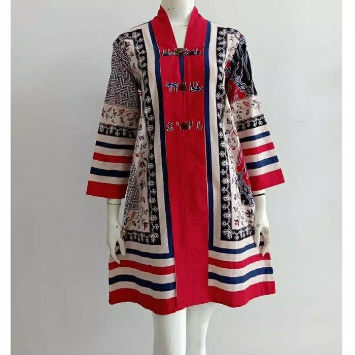 ✨LARIS✨ -Dress Cheongsam Qipao LinYiu Chinese Imlek Baju JUMBO - Navy