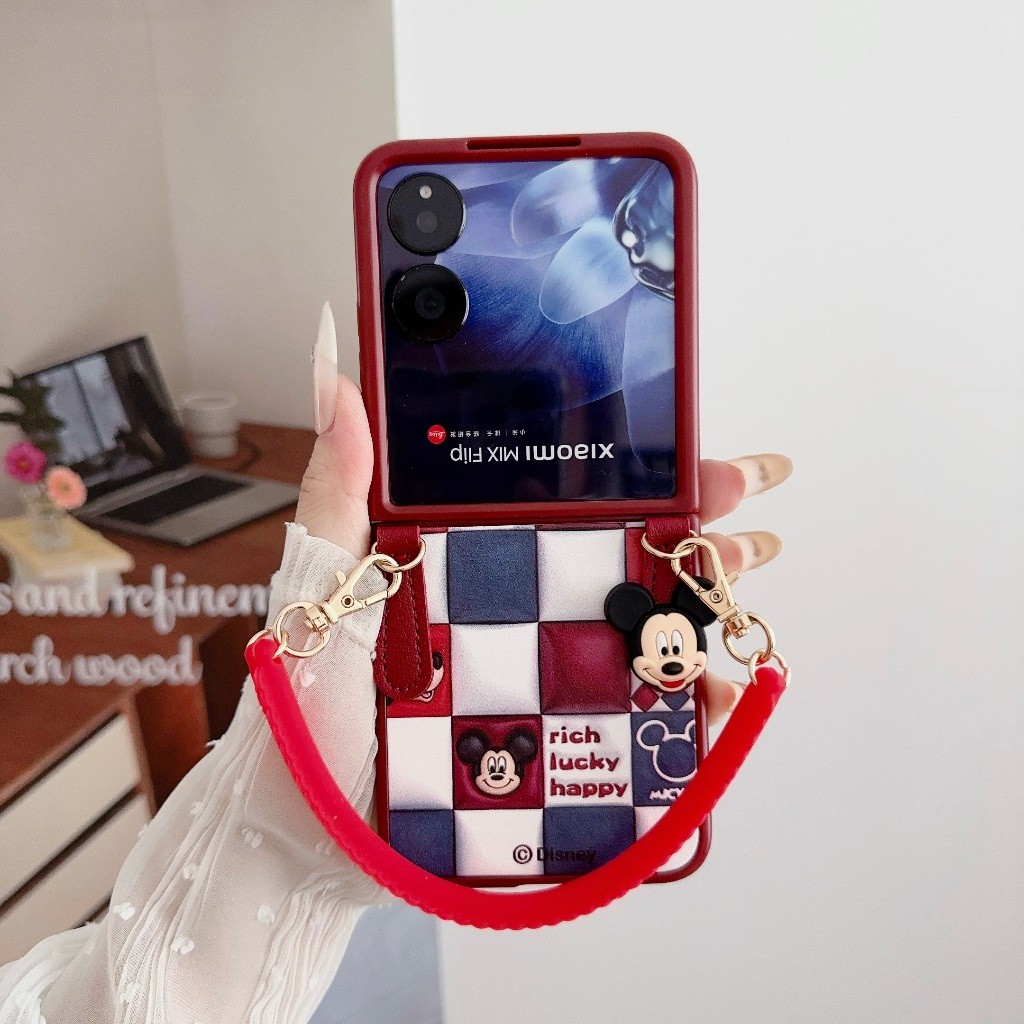 cocok dengan MOTO Razr 50 Ultra silikon komputer tangan lucu Mickey Mouse veneer melipat kasus telep