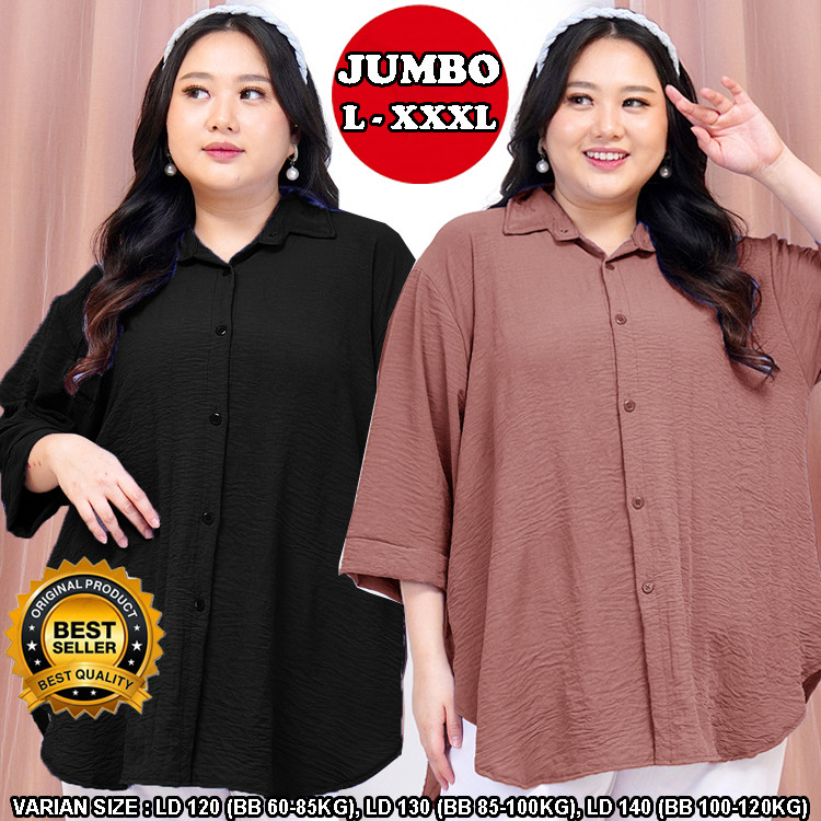 FASHION WANITA // ATASAN KEMEJA BAJU BLOUSE WANITA BUSUI - ATASAN JUMBO WANITA CRINCKLE AIRFLOW LD 1