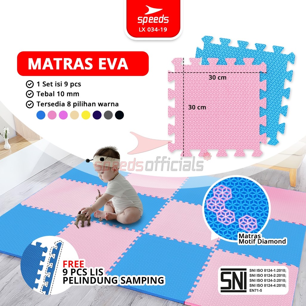 SPEEDS Matras Evamat 30x30cm 10mm Alas Puzzle EVA Empuk Bermain Tidur Anak Karpet Bongkar Pasang 034