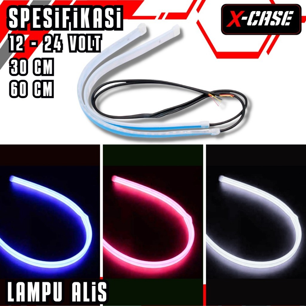X-Case Lampu Alis Led Sen Running 12 - 24 Volt 30 Cm 60 Cm Waterproof Universal Motor