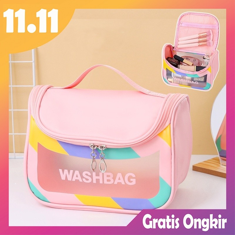 FXG - Tas Kosmetik Travel Premium WashBag Transparan Anti Air Pounch Make UP TK08
