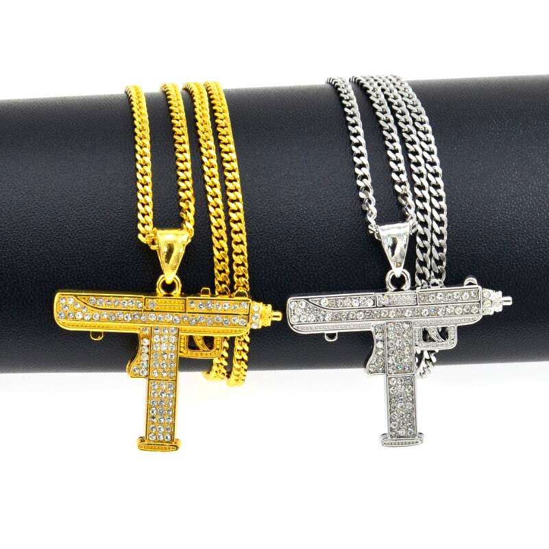 Kalung Mini Uzi Rhinestone K1220 | Kalung Alloy Rantai Curb Cuban Chain 60cm Hiphop Style