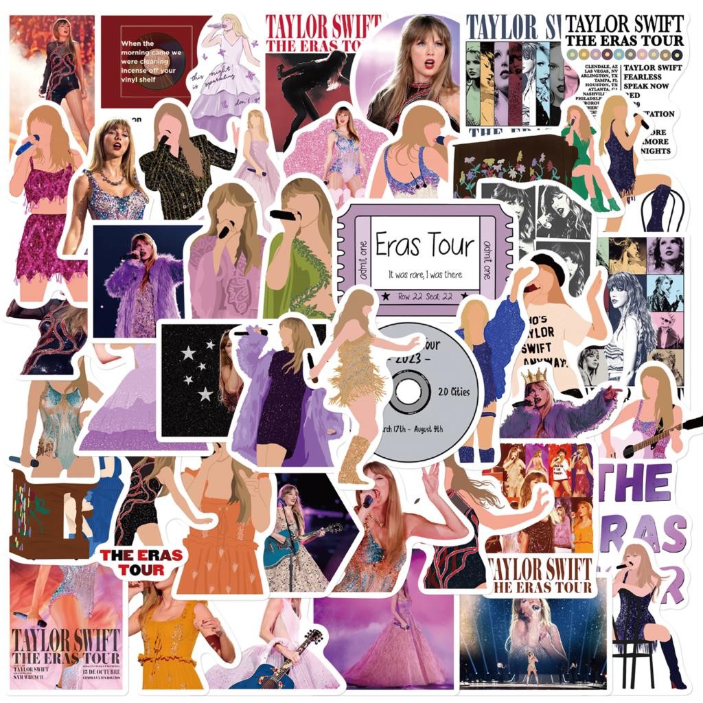

50PCS The Eras Tour Singer Stickers Pack DIY Skateboard Motorcycle Suitcase Stationery Decals Decor Phone Laptop Sticker Toys