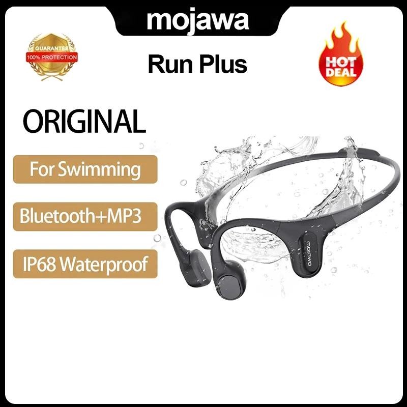 AfterShokz Run Plus Bone Conduction Headphones - Hitam/Biru, IP55, 8 Jam Baterai