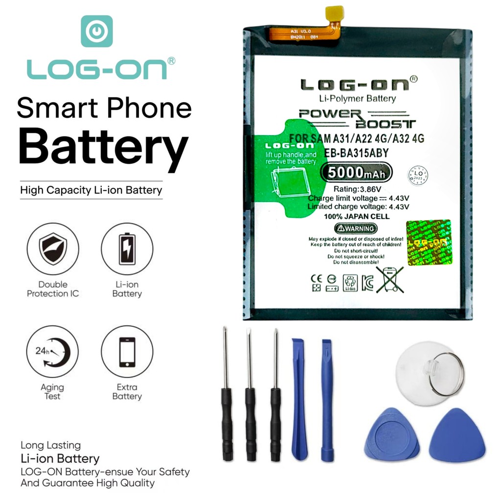 Log On - Samsung A31/A22 4G/A32 4G EB-BA315ABY Power Boost Double IC Protection Battery Baterai